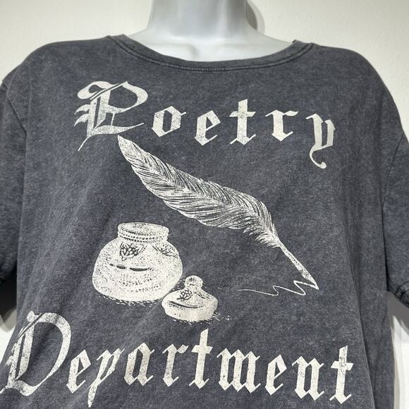 goodie two sleeves poetry department writers Pen Quill crop top shirt Size S - Picture 2 of 5